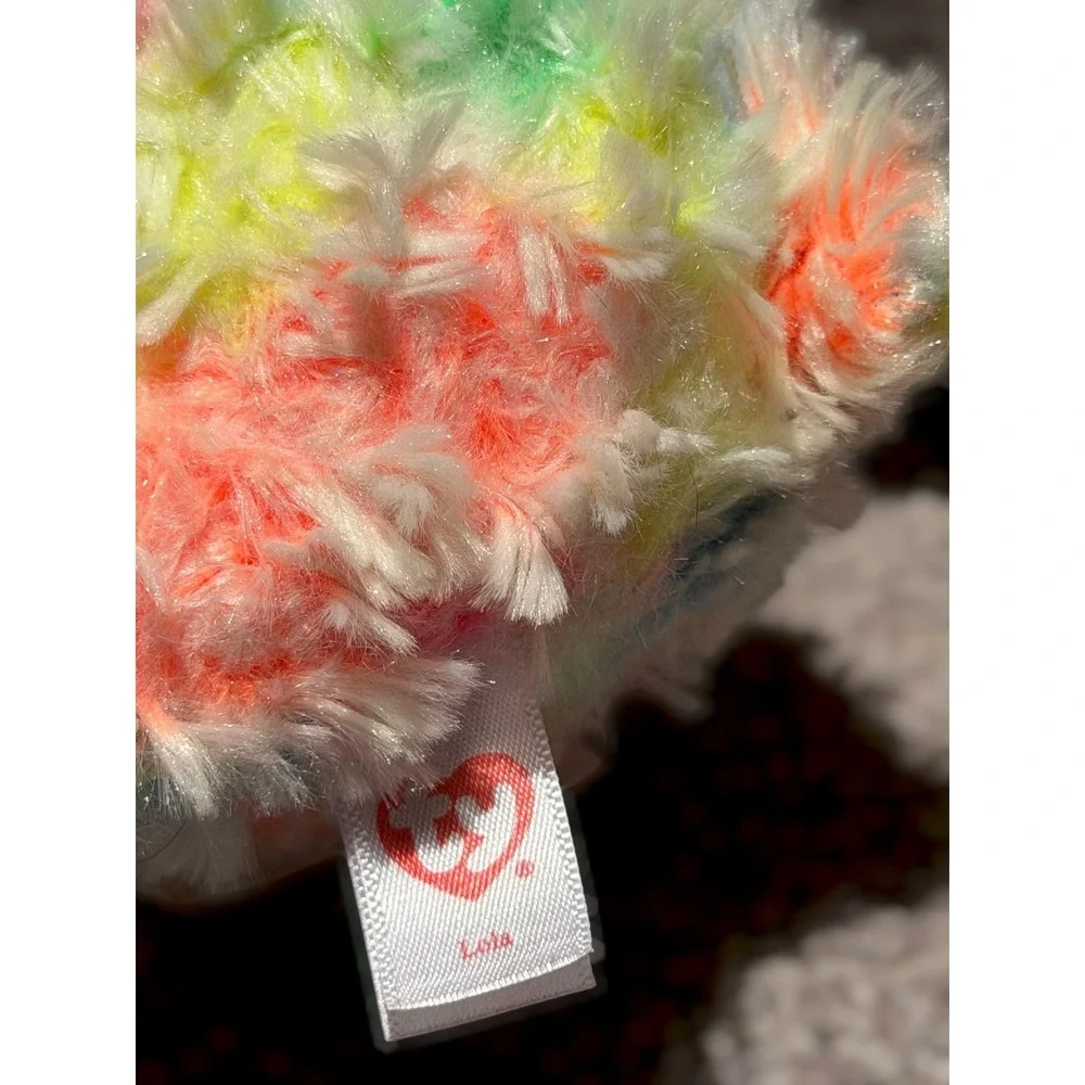 TY Beanie Boos Lola Rainbow Llama Plush 8